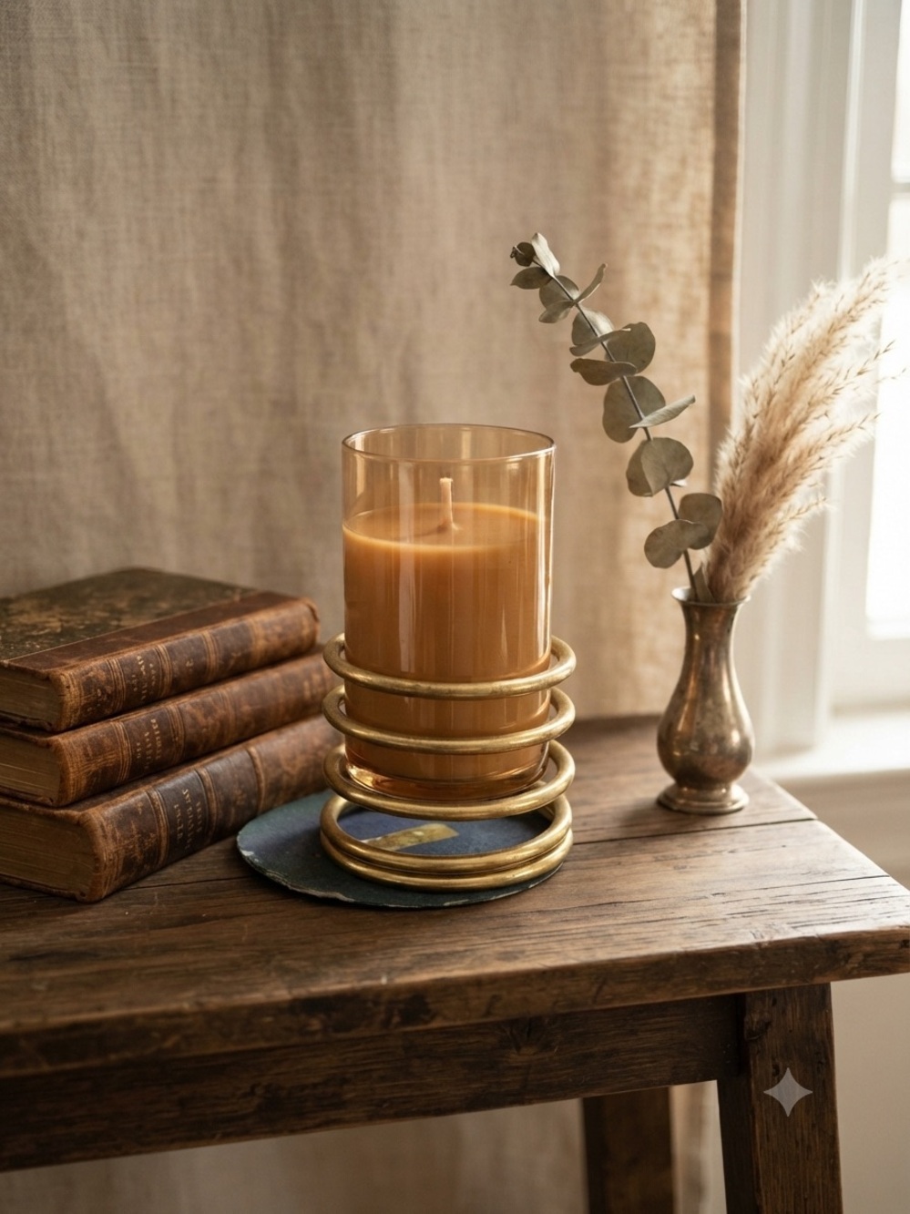 Vintage Brass Coiled Candle Holder
